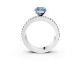White gold Fancy Blue Cushion  Solitaire Diamond with Pave and Channel Set Band_57