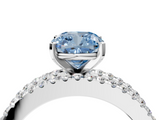 White gold Fancy Blue Cushion  Solitaire Diamond with Pave and Channel Set Band_58