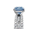 White gold Fancy Blue Cushion  Solitaire Diamond with Pave and Channel Set Band_60