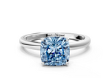 White gold Fancy Blue Cushion  Solitaire Engagement Ring with Cathedral Band and Four-Prong Setting_17