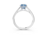 White gold Fancy Blue Cushion  Solitaire Engagement Ring with Four-Prong Setting and Classic Band 4