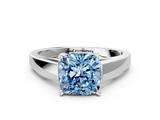 White gold Fancy Blue Cushion  Solitaire Engagement Ring with Four-Prong Setting and Tapered Band_3