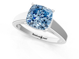White gold Fancy Blue Cushion  Solitaire Engagement Ring with Four-Prong Setting and Tapered Band_4
