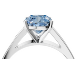 White gold Fancy Blue Cushion  Solitaire Engagement Ring with Four-Prong Setting and Tapered Band_7