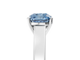 White gold Fancy Blue Cushion  Solitaire Engagement Ring with Four-Prong Setting and Tapered Band_8