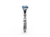 White gold Fancy Blue Cushion  Solitaire Engagement Ring with Scrollwork Band and Four-Prong Setting_118