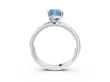 White gold Fancy Blue Cushion  Solitaire Engagement Ring with Scrollwork Band and Four-Prong Setting_119