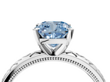 White gold Fancy Blue Cushion  Solitaire Engagement Ring with Scrollwork Band and Four-Prong Setting_120