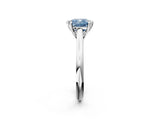 White gold Fancy Blue Cushion  Solitaire Engagement Ring with Six-Prong Setting and Classic Band 3