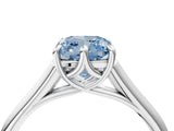 White gold Fancy Blue Cushion  Solitaire Engagement Ring with Six-Prong Setting and Classic Band 5