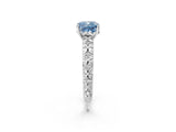 White gold Fancy Blue Cushion  Solitaire Floral Milgrain Engagement Ring_57