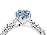 White gold Fancy Blue Cushion  Solitaire Floral Milgrain Engagement Ring_59