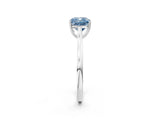 White gold Fancy Blue Cushion  Solitaire Heart Prong Engagement Ring with Tapered Band_57