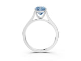 White gold Fancy Blue Cushion  Solitaire Heart Prong Engagement Ring with Tapered Band_58