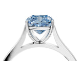 White gold Fancy Blue Cushion  Solitaire Heart Prong Engagement Ring with Tapered Band_59