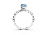 White gold Fancy Blue Cushion  Solitaire Marquise Side Stone Prong Setting Ring_47