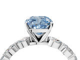 White gold Fancy Blue Cushion  Solitaire Marquise Side Stone Prong Setting Ring_47