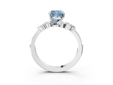 White gold Fancy Blue Cushion  Solitaire Marquise Twist Band with Six-Prong Setting_111