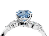 White gold Fancy Blue Cushion  Solitaire Marquise Twist Band with Six-Prong Setting_112