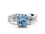 White gold Fancy Blue Cushion  Solitaire Marquise Twist Band with Six-Prong Setting_115
