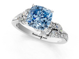 White gold Fancy Blue Cushion  Solitaire Marquise Twist Band with Six-Prong Setting_116