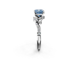 White gold Fancy Blue Cushion  Solitaire Marquise Twist Band with Six-Prong Setting_117