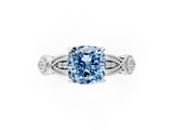 White gold Fancy Blue Cushion  Solitaire Milgrain Diamond Engagement Ring with Bezel and Marquise Band_31
