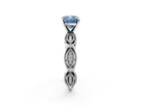 White gold Fancy Blue Cushion  Solitaire Milgrain Diamond Engagement Ring with Bezel and Marquise Band_33