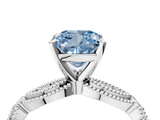 White gold Fancy Blue Cushion  Solitaire Milgrain Diamond Engagement Ring with Bezel and Marquise Band_35