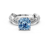 White gold Fancy Blue Cushion  Solitaire Milgrain Diamond Engagement Ring with Bezel and Marquise Band_37