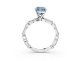 White gold Fancy Blue Cushion  Solitaire Milgrain Diamond Engagement Ring with Bezel and Marquise Band_39