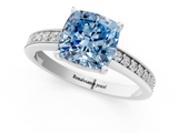 White gold Fancy Blue Cushion  Solitaire Pavé Band Prong Setting Ring_21