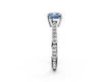 White gold Fancy Blue Cushion  Solitaire Pavé Band Prong Setting Ring_22