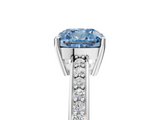 White gold Fancy Blue Cushion  Solitaire Pavé Band Prong Setting Ring_25