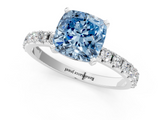 White gold Fancy Blue Cushion  Solitaire Pavé Band with Four-Prong Setting_168