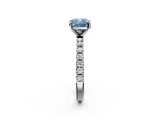 White gold Fancy Blue Cushion  Solitaire Pavé Band with Four-Prong Setting_169