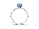 White gold Fancy Blue Cushion  Solitaire Pavé Band with Four-Prong Setting_170