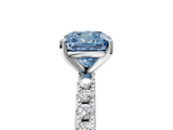 White gold Fancy Blue Cushion  Solitaire Pavé Band with Four-Prong Setting_178