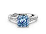 White gold Fancy Blue Cushion  Solitaire Pavé Band with Four-Prong Setting_41