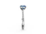 White gold Fancy Blue Cushion  Solitaire Pavé Band with Four-Prong Setting_42