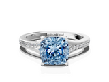 White gold Fancy Blue Cushion  Solitaire Pavé Band with Four-Prong Setting_57