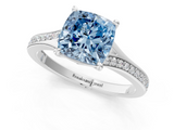 White gold Fancy Blue Cushion  Solitaire Pavé Band with Four-Prong Setting_57