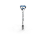White gold Fancy Blue Cushion  Solitaire Pavé Band with Four-Prong Setting_59