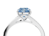 White gold Fancy Blue Cushion  Solitaire Pavé Band with Four-Prong Setting_60