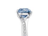 White gold Fancy Blue Cushion  Solitaire Pavé Band with Four-Prong Setting_63
