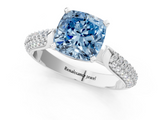 White gold Fancy Blue Cushion  Solitaire Pavé Diamond Engagement Ring with Four-Prong Setting_169