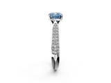 White gold Fancy Blue Cushion  Solitaire Pavé Diamond Engagement Ring with Four-Prong Setting_175