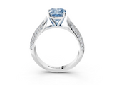 White gold Fancy Blue Cushion  Solitaire Pavé Diamond Engagement Ring with Four-Prong Setting_176