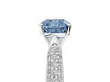 White gold Fancy Blue Cushion  Solitaire Pavé Diamond Engagement Ring with Four-Prong Setting_178