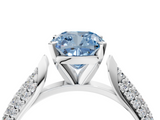 White gold Fancy Blue Cushion  Solitaire Pavé Diamond Engagement Ring with Four-Prong Setting_190